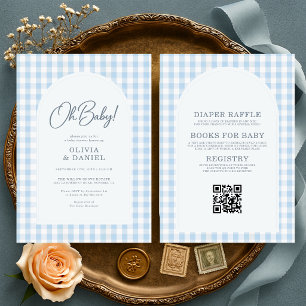 Invitación Todo en uno Azul Oh Baby Ducha de Bebé para Pareja