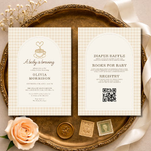 Invitación Todo en Uno Baby está Preparando Café Baby Shower