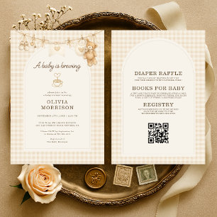 Invitación Todo en Uno Baby está Preparando Café Baby Shower