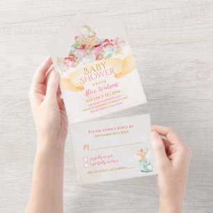Invitación Todo En Uno Baby Fairy Delicate Girly Baby Shower
