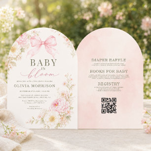 Invitación Todo en uno Baby in Bloom Arco Rosa Shower