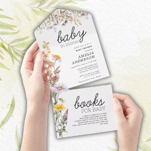 Invitación Todo En Uno Baby In Bloom Wildflowers Summer Baby Shower