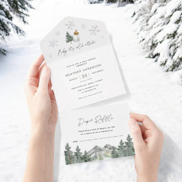 Invitación Todo En Uno Baby It's Cold Outside Winter Mountain Baby Shower