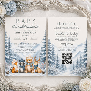 Invitación Todo en uno Baby It's Cold Outside Woodland Shower