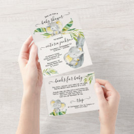 Invitación Todo En Uno Baby Jungle Elephant Baby Shower