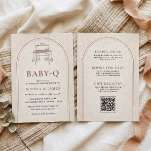 Invitación Todo en uno Baby Q Grill Botitas Baby Shower
