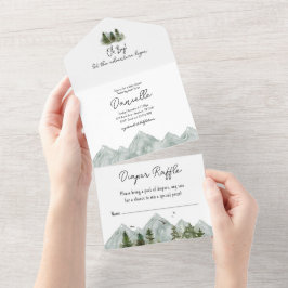 Invitación Todo En Uno Baby Shower del bosque de diversiones acuáticas