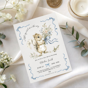 Invitación Todo en uno Baby Shower Lindo Bosque Ardilla