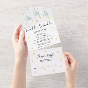 Invitación Todo En Uno Baby Shower Neutral de Twinkle Sprinkle