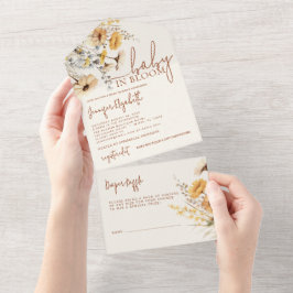 Invitación Todo En Uno Baby Shower Wildflower