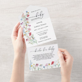 Invitación Todo En Uno Baby Shower Wildflowers