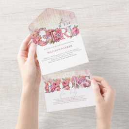 Invitación Todo En Uno Baby Shower y libros para bebés Es un Chica
