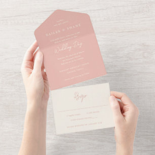 Invitación Todo En Uno Bailee Peach Modern Boda