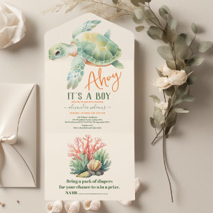 Invitación Todo En Uno Bajo el Mar Animales del Océano Baby Shower