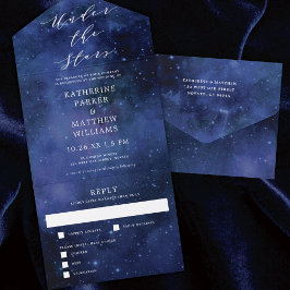 Invitación Todo En Uno Bajo Las Estrellas Elegante Boda De Astronomía Esp