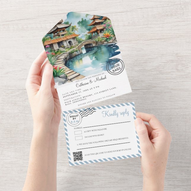 Invitación Todo En Uno Bali Indonesia Wedding (desgarro)