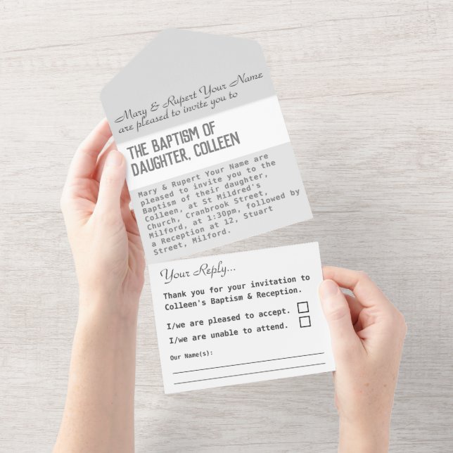 Invitación Todo En Uno Baptismo Christening All In One Invitation (desgarro)