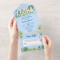 Beach Aloha Light Blue Baby Shower Diaper Raffle