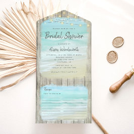 Invitación Todo En Uno Beach String ilumina la ducha de la novia costera