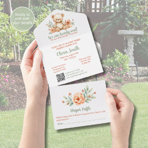 Invitación Todo En Uno Bearly Wait Christian Baby Shower Todo en Uno