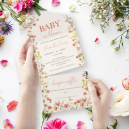 Invitación Todo En Uno Bebé en Bloom Wildflower Tulip Baby Shower