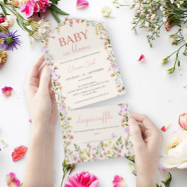 Invitación Todo En Uno Bebé en el floreciente Baby Shower
