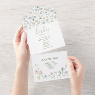 Invitación Todo En Uno Bebé en sangre Baby Shower género neutro todo en