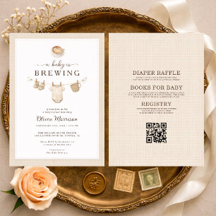 Invitación Todo en Uno Bebé está preparando la Colada Fiesta 
