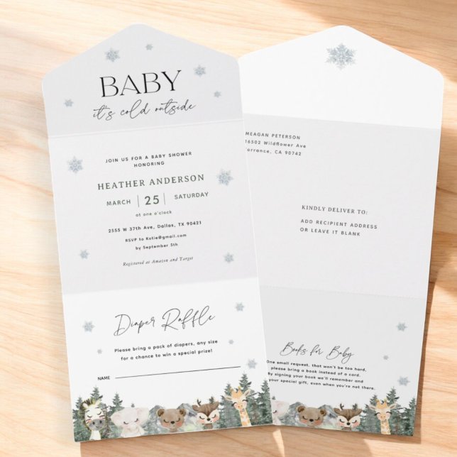 Invitación Todo En Uno Bebé, hace frío fuera del Baby Shower invernal (Subido por el creador)