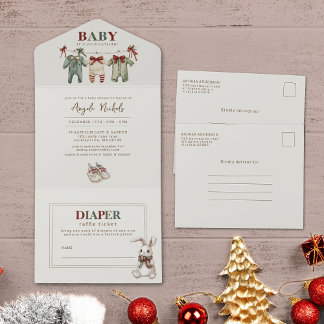 Invitación Todo En Uno Bebé moderno hace frío fuera del Baby Shower inver