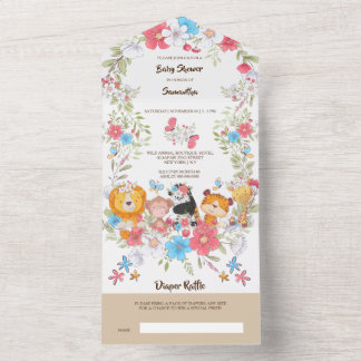 Invitación Todo En Uno Bebés de la jungla lindo fiesta tropical safari