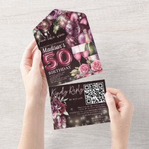 Invitación Todo En Uno Bien Como Vino 50 Cumpleaños Rsvp Código QR