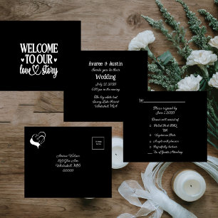 Invitación Todo En Uno Bienvenidos a nuestra historia de amor Boda blanco