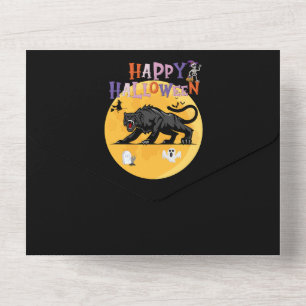 Invitación Todo En Uno black cougar on halloween night invitation card