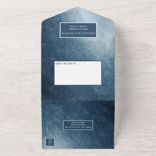 Invitación Todo En Uno Black Sky Stars Navy Blue White