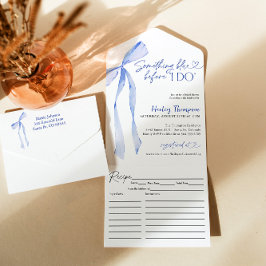 Invitación Todo En Uno Blue Bow Algo Azul Antes De Hacer Ducha Británica