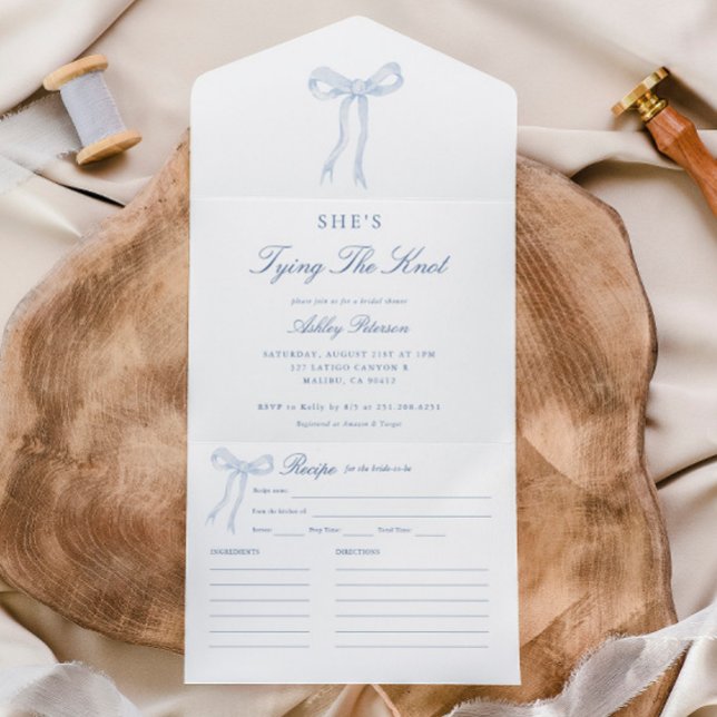 Invitación Todo En Uno Blue Bow está atando la ducha nupcial (Subido por el creador)
