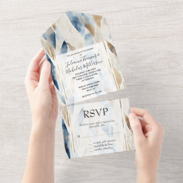 Invitación Todo En Uno Blue Cream Sea Sand Ocean Beach