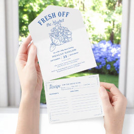 Invitación Todo En Uno Blue Off The Market Farmer's Market Bridal Shower