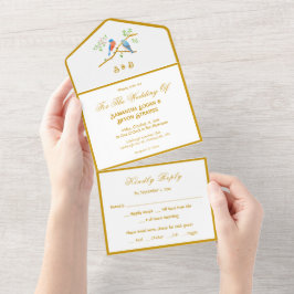 Invitación Todo En Uno Bluebirds All in One Wedding Invitation