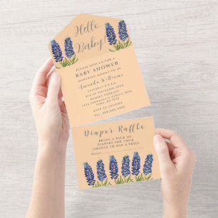 Invitación Todo En Uno Bluebonnets Texas Baby Shower Género neutral