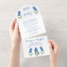 Invitación Todo En Uno Bluebonnets Texas Baby Shower Género neutral