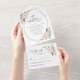 Invitación Todo En Uno Blush Flowers, Pink Flowers, Boho, Birthday