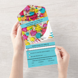 Invitación Todo En Uno BM Bar Bat Mitzvah Confetti Tallit