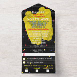 Invitación Todo En Uno BM Bar Bat Mitzvah Juego On