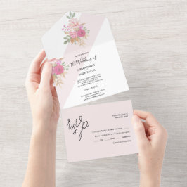 Invitación Todo En Uno Bocadillo De Primavera De Pastel Suave De Flores A