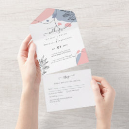 Invitación Todo En Uno Boda abstracta moderna escandinava Japandi