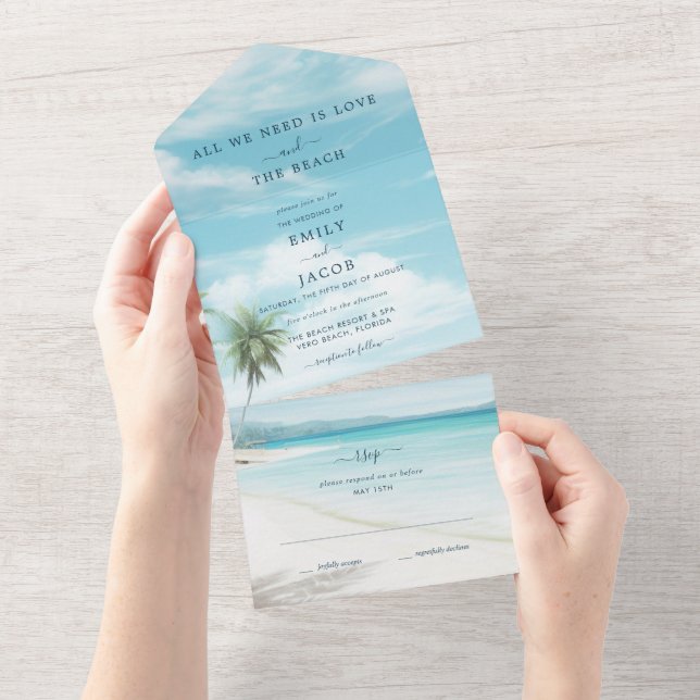 Invitación Todo En Uno Boda acuática en la playa (desgarro)