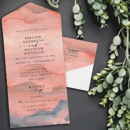 Invitación Todo En Uno Boda acuático Mountain Sunset