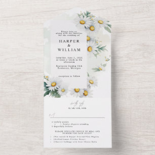Invitación Todo En Uno boda adjunto de wildflower daisies rsvp